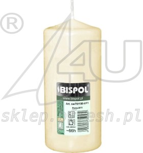 ŚWIECA BRYŁOWA PIEŃKOWA ECRU 150/70 mm BISPOL 6 SZT