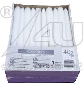 Świece stożkowe Ø23/245mm 40szt Białe BISPOL