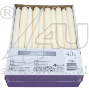 Świece stożkowe Ø23/245mm 40szt Ecru BISPOL